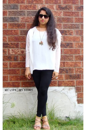 white chicnova coat - black black leggings Labels leggings