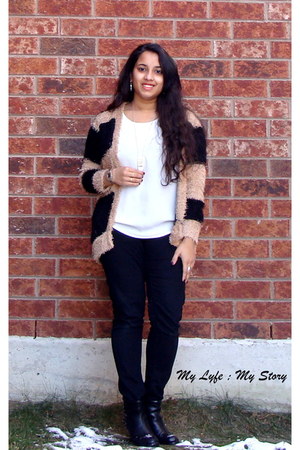 tan furry sweater sammydress cardigan - black black Ardene pants