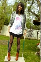 SANDRO shirt - SANDRO dress - Maje blazer - H&M leggings - Kookai shoes