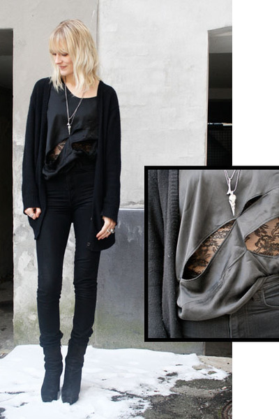 Acne Fashion Show on Black Acne Jeans  Black Veronica B Vallenes Tops  Black Acne Boots