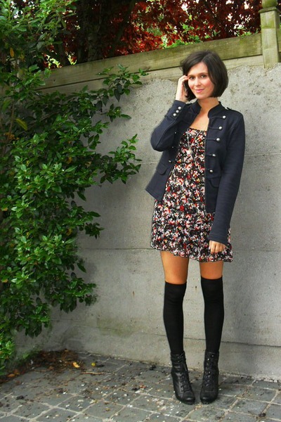 Black Socks, Blue Jackets, Red Dresses, Black Boots, Silver