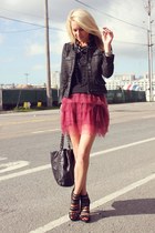 Zara jacket - loeffler randall shoes - Crew Cuts skirt