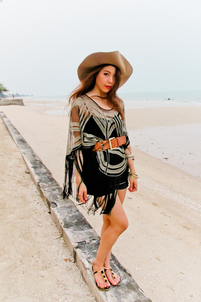 sandals reflexion shoes - fringe dress Zara dress - H&M hat - Primark