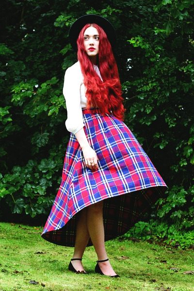 tartan Alices Pig skirt - fedora Acessorize hat - basic Primark blouse