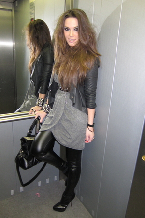 gray buy at wwwqueenswardrobecom dress - black warehouse jacket - black Topshop 