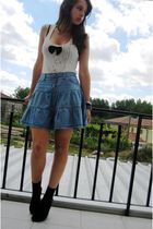 white Zara top - blue old ones jeans - black socks - black shoes