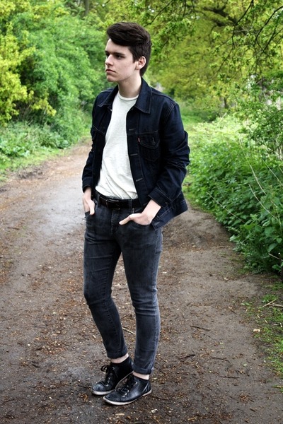 black denim jacket with white shirt