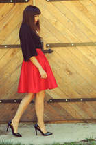 black milanoo shoes - black Front Row Shop blouse - red Sheinside