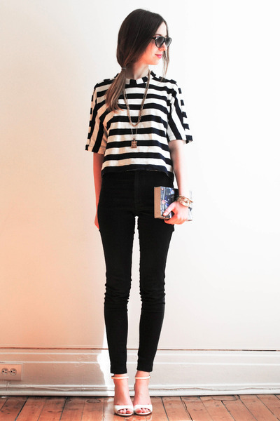 zara black and white striped top