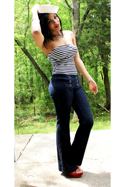 miss cool striped jeans