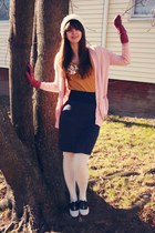 pink Victorias Secret cardigan - mustard JCrew t-shirt - navy American Apparel s