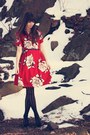 Ruby-red-anthropologie-dress-black-urban-outfitters-tights-black-steve-madde