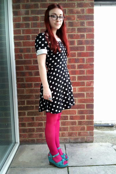 Black Polka Dot New Look Dresses Hot Pink Handm Tights Teal Asda Wedges