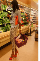 carrot orange Topshop shoes - periwinkle Forever 21 shirt