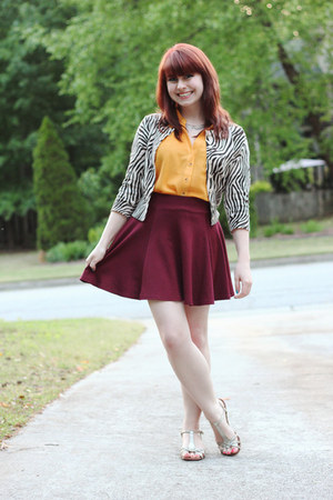 mustard sheer Forever 21 blouse - tan zebra print Forever 21 cardigan