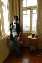 crimson Zara shoes - black H&M hat - brown vintage bag - Zara t-shirt