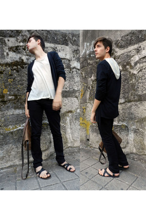 lime green Zara shirt - black Zara jeans - black drapped asos cardigan