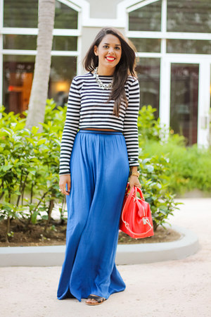 zara long blue skirt