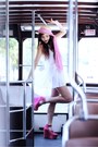 White-next-dress-cream-straw-boater-h-m-hat-bubble-gum-tied-around-hat-marke