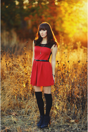 black litas Jeffrey Campbell shoes - burnt orange lace Francie dress