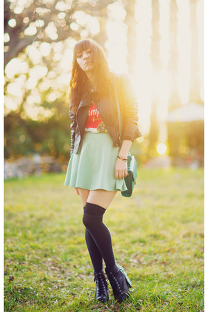 aquamarine skater Forever 21 skirt - black Jeffrey campbells boots