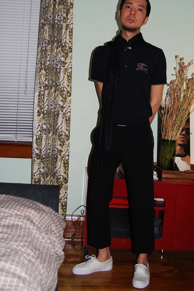 silk scarf shirt. black Stolkholm silk scarf $9