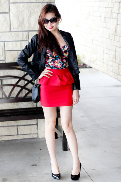Peplum Charlotte Russe Skirts, Leather Jacket Topshop Jackets