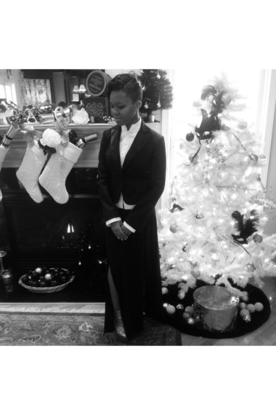 macy's black tuxedo dress