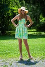 Chartreuse-lilly-pulitzer-dress-tan-target-hat