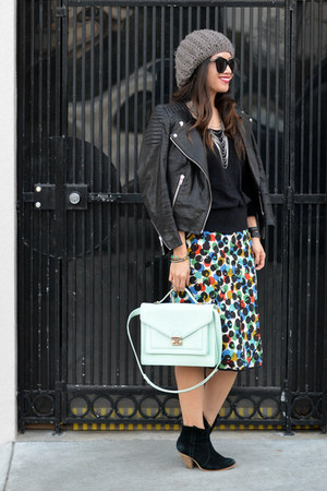 Loeffler Randall Rider Bag Chictopia Anthropologie Skirt Asos Boots Leather H M Jacket Sweater