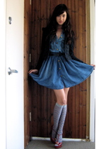 black Current Elliot jacket - orange Fendi shoes - blue Current Elliot dress