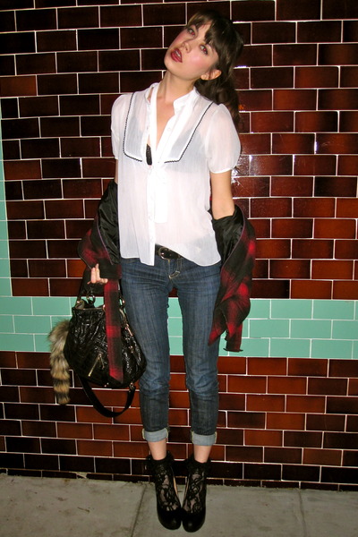 white Tokyo Find blouse - black Topshop shoes - blue Miss Sixty jeans