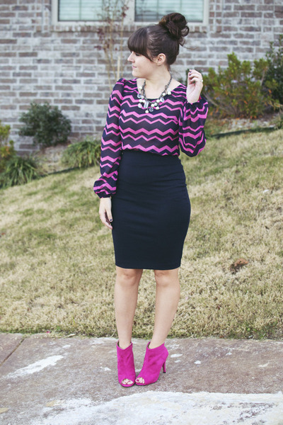 hot pink peep toe booties