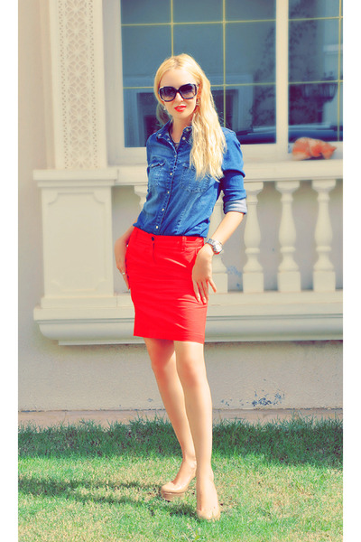 Red Denim skirt 再構築デニム Zara Red Denim Skirt 2025 | www.angloamericancentre.it