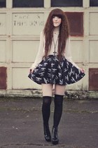 black romwe skirt - black Sammy dress boots - charcoal gray Angel Court necklace