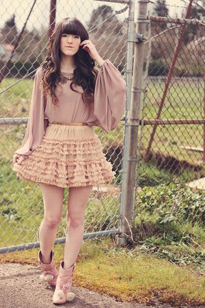 Liz Lisa shoes - romwe accessories - lost april blouse - Chicwish skirt