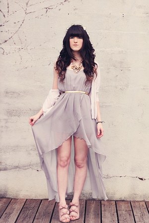 heather gray Sheinside dress - ivory Forever 21 sweater