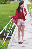 red Forever 21 shorts - ruby red wwwromwecom romwe top