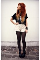 black romwe jacket - white Chicwish shorts - black boyfriends t-shirt