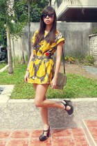 olive green vintage bag - mustard The Second Shop dress - army green Forever 21 