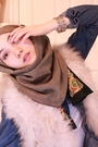 Asos Blue Shirt H&M Blue Jeans Moroccan Market Green Scarf Vintage Orange Scarf Uniqlo White T Shirt