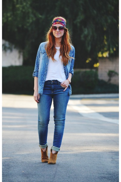 denim shirt with white t shirt