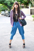 light purple leopard print Jellybean cardigan - black glam Glitterati shoes