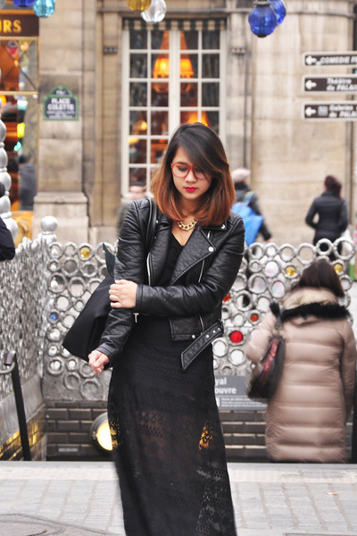 Black Faux Leather Zara Jackets, Black Leather Longchamp Bags