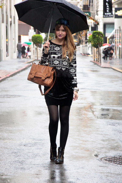 black Topshop skirt - black Need Supply boots - black nastygal sweater