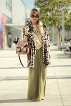 tan H&M jacket - peach Forever21 coat - light yellow vintage top