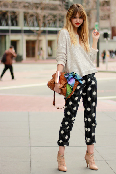 nude loeffler randall shoes - silver H&M sweater - tawny Zara bag