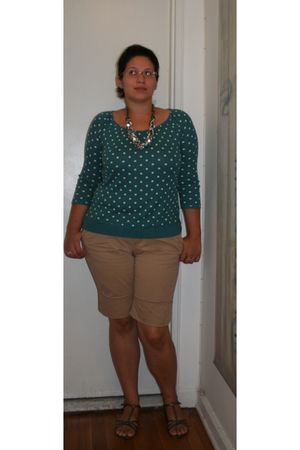 blue Old Navy shirt - beige Gap shorts - silver Isaac Mizrahi for Target shoes -