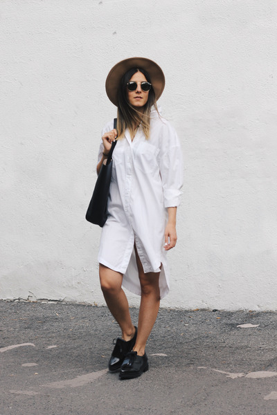 h&m shirt dress white