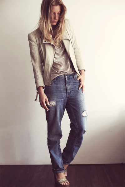 zara cream leather jacket